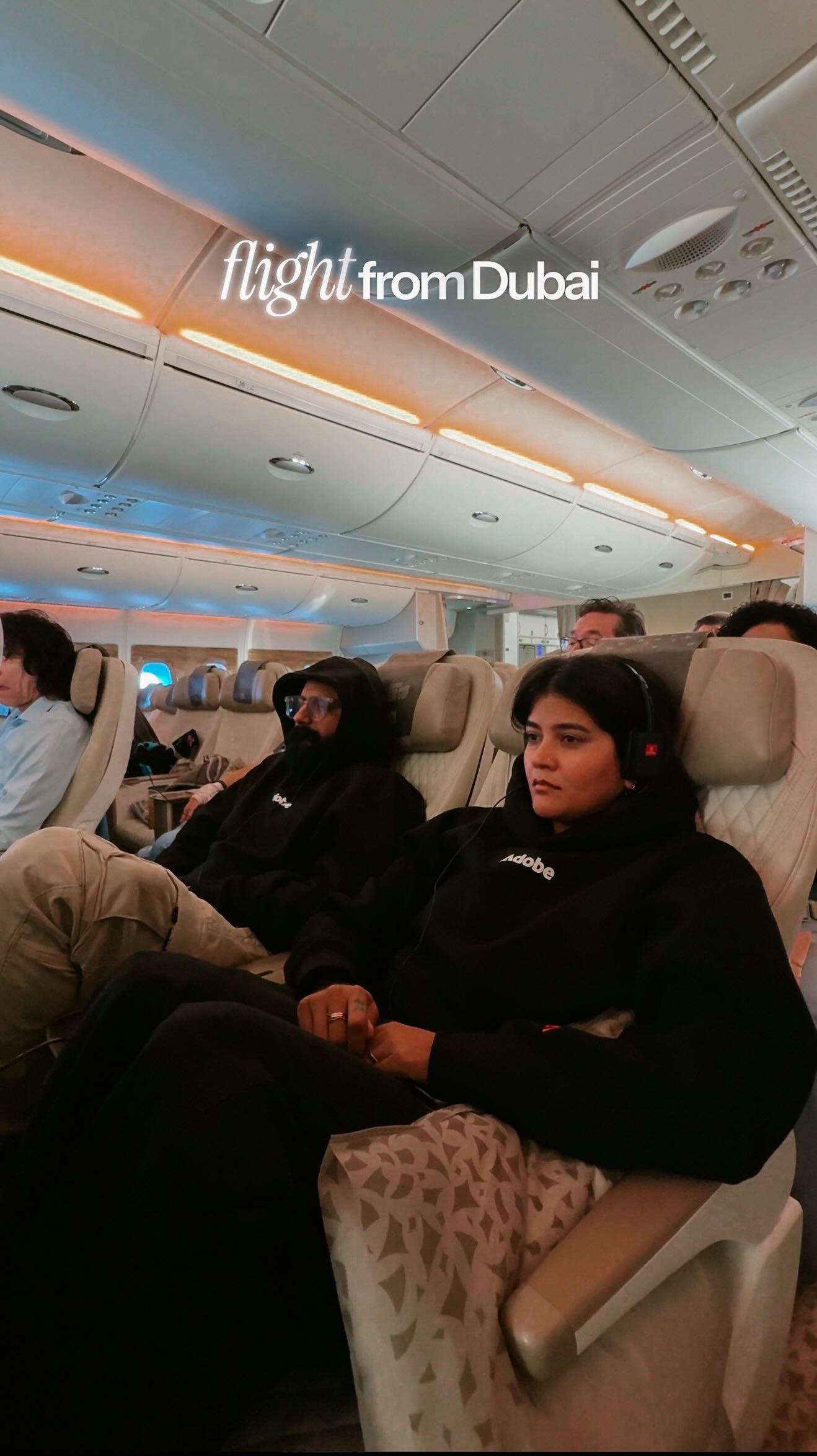 Instagram post by @wanderlust_himani for Emirates. Caption reads: Was it worth buying Emirates Premium Economy? 
We....