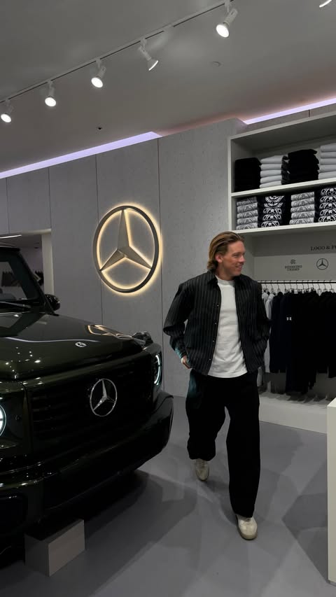 Instagram post by @liamhfit for Mercedes-Benz. Caption reads: [...] spaces in the city right now. Mercedes-Benz....