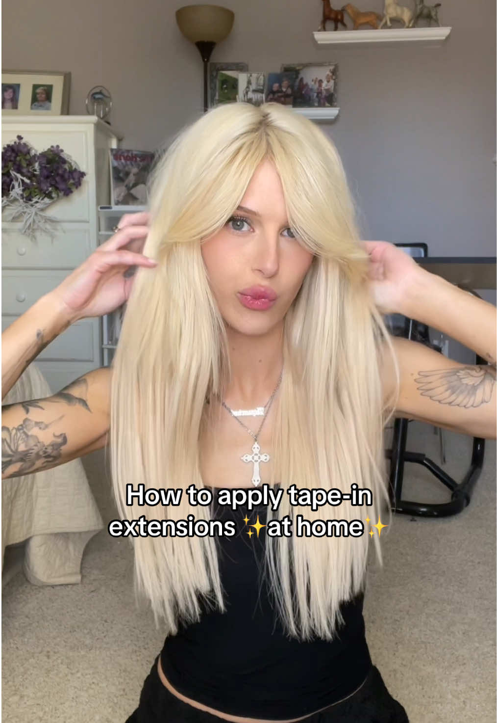 TikTok post by @prinzess_paige for Endaring Hair. Caption reads: [...] extensions for the first time! ✨🤭 @Endaring....