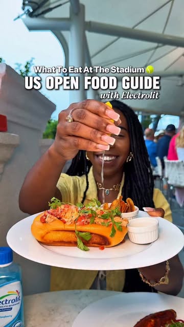 Instagram post by @theexcursiondoctor for Electrolit. Caption reads: [...] Food Spots to Eat at the US Open With....