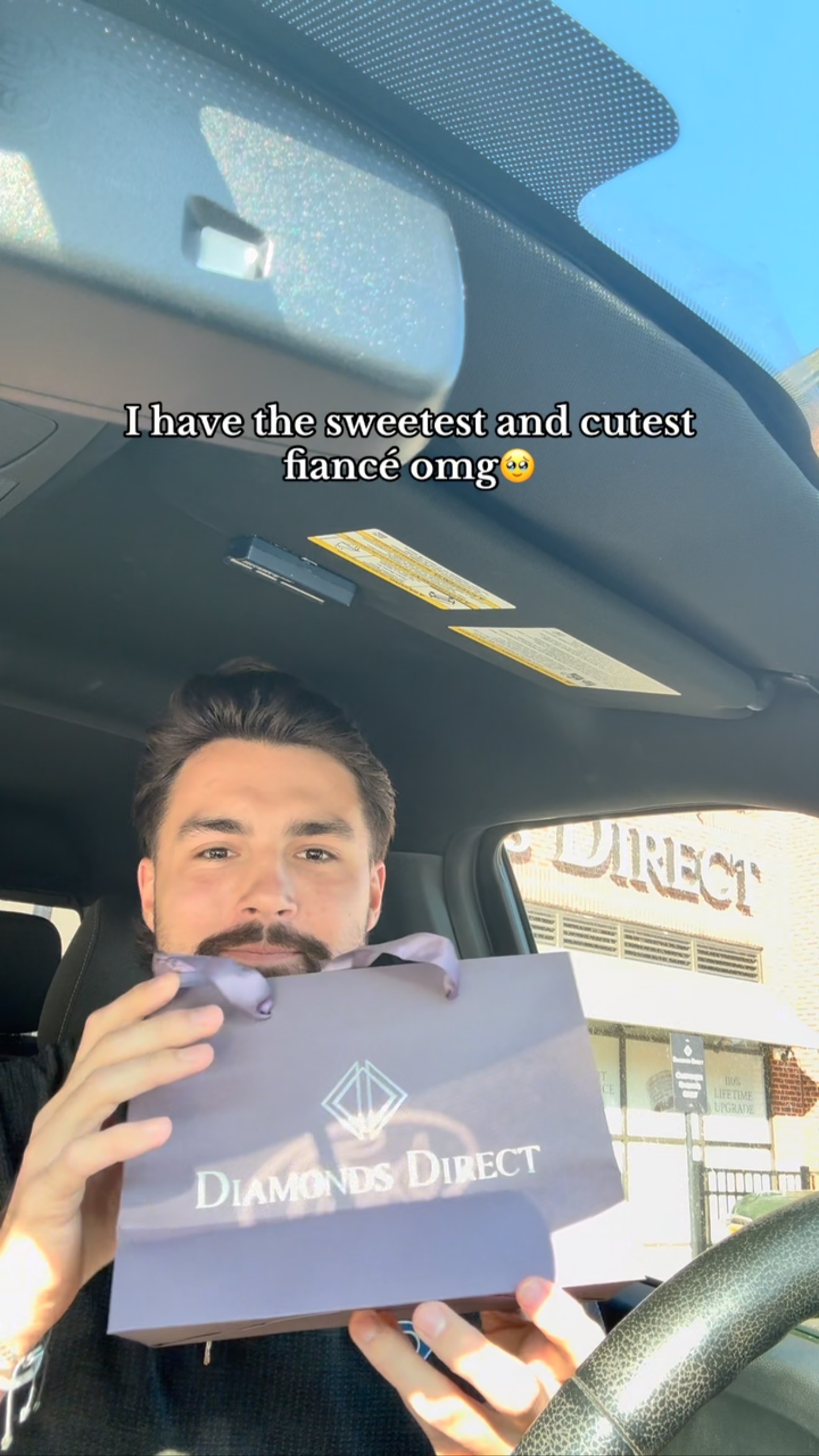 Instagram post by @riley_catherine for Diamonds Direct. Caption reads: Melted my heart🥹.