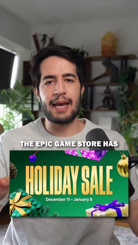 Instagram post by @rredberry1 for Epic Games. Caption reads: The Epic Games Store Holiday Sale is on right now,....