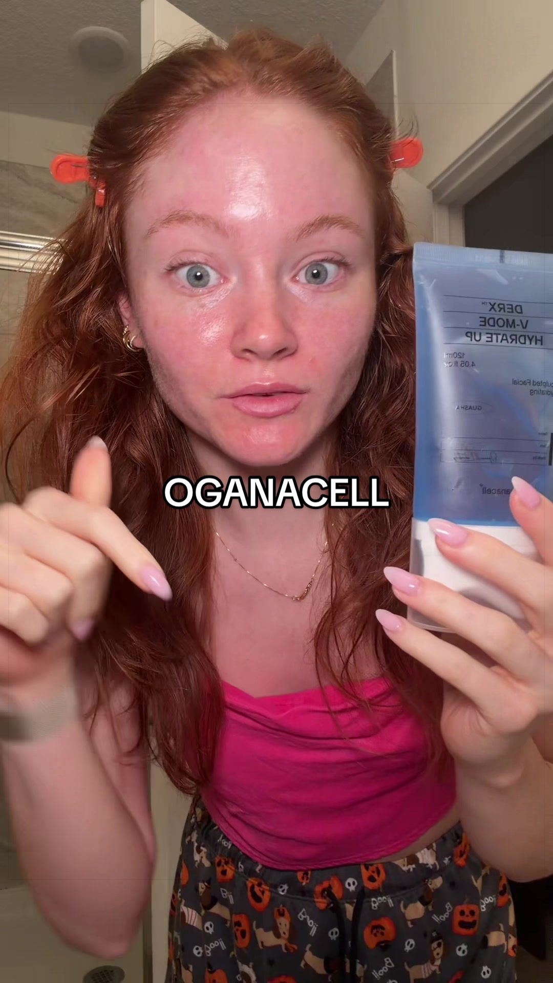 TikTok post by @mackenziedaviz2 for Oganacell. Caption reads: [...] #guasha #pdrn #skincare #puffyeyes....