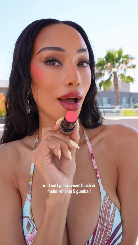 Instagram post by @thefashionfreakk for e.l.f. Cosmetics and Skincare. Caption reads: This bronzy, sun-kissed glow is about to be my....
