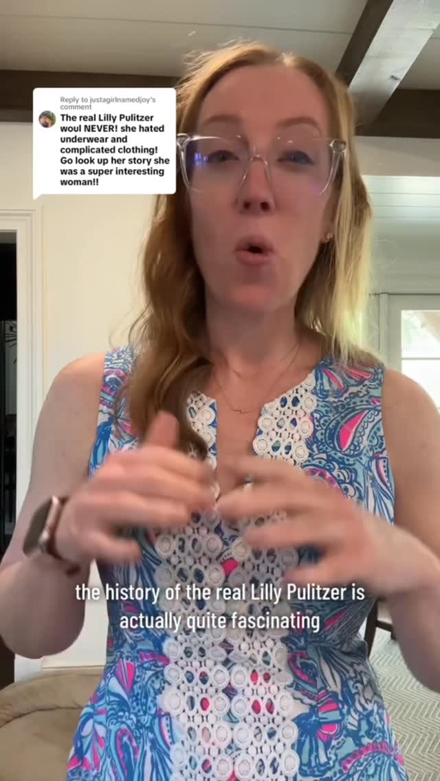 Instagram post by @ladyspinedoc for Lilly Pulitzer. Caption reads: The true history of Lilly Pulitzer @lillypulitzer....