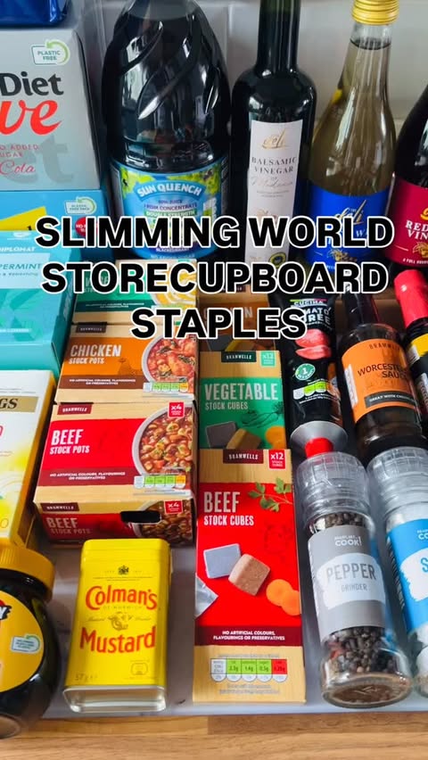 Instagram post by @mo_sw_diamond_target_member for Slimming World. Caption reads: SLIMMING WORLD STORECUPBOARD STAPLES

A selection....