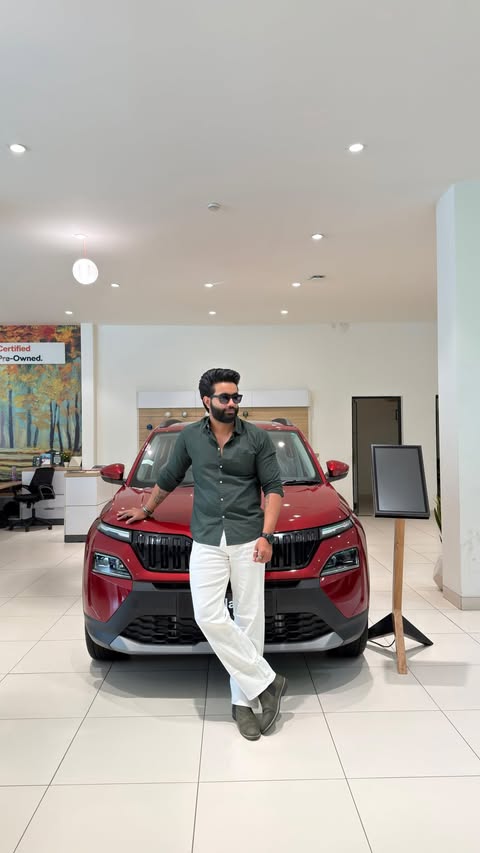 Instagram post by @welcometoshubhamsworld for Škoda Auto. Caption reads: I came for a test drive. Ended up getting India’s....