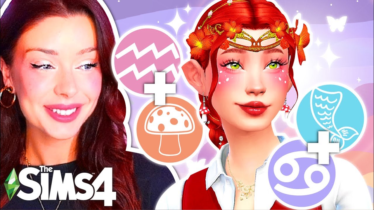 YouTube post by @sydmac for Allure. Caption reads: Creating Sims Using ZODIAC SIGNS AND AESTHETICS in....