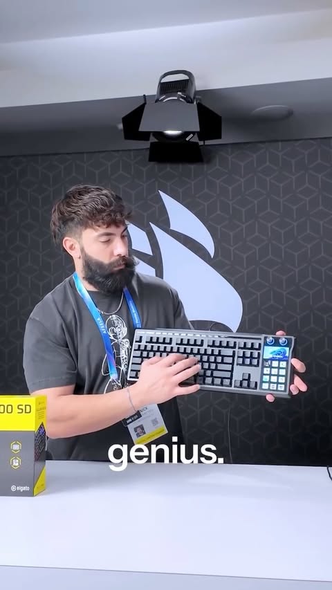 Instagram post by @tristintalkstech for CORSAIR. Caption reads: [...] The NEW Galleon 100 SD Keyboard from....