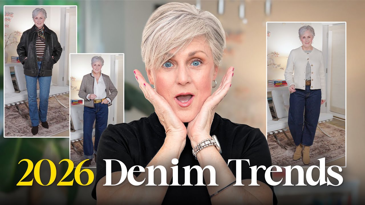 YouTube post by @BethDjalali for Cosyisland. Caption reads: I Tested All 9 Denim Trends for 2026. (What....