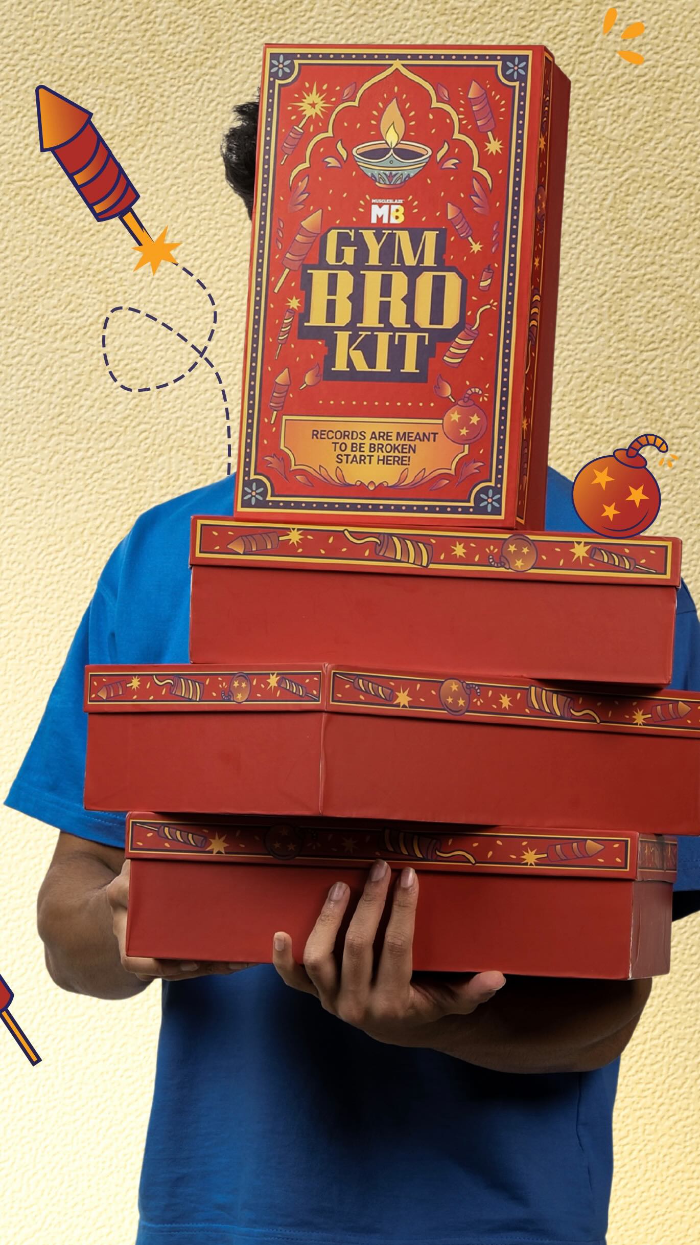 Instagram post by @edwin.sajeev for MuscleBlaze. Caption reads: It’s sets over sweets this Diwali 😮‍💨

Unbox the....