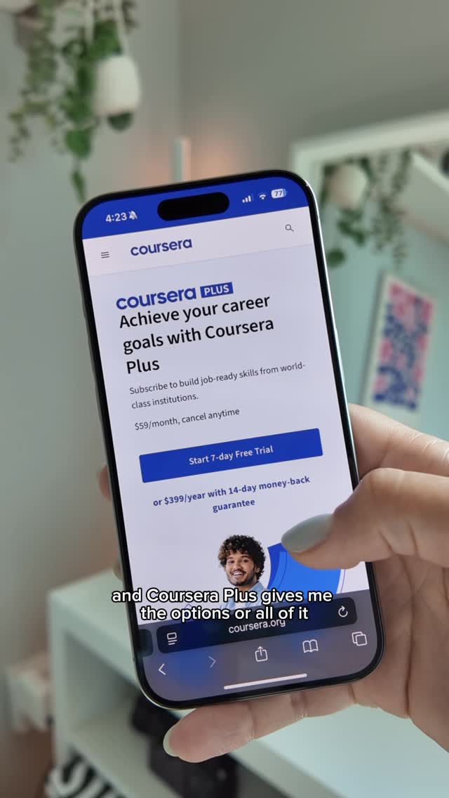 Instagram post by @techwithbecca for Coursera. Caption reads: Education builds confidence — plain and simple.....