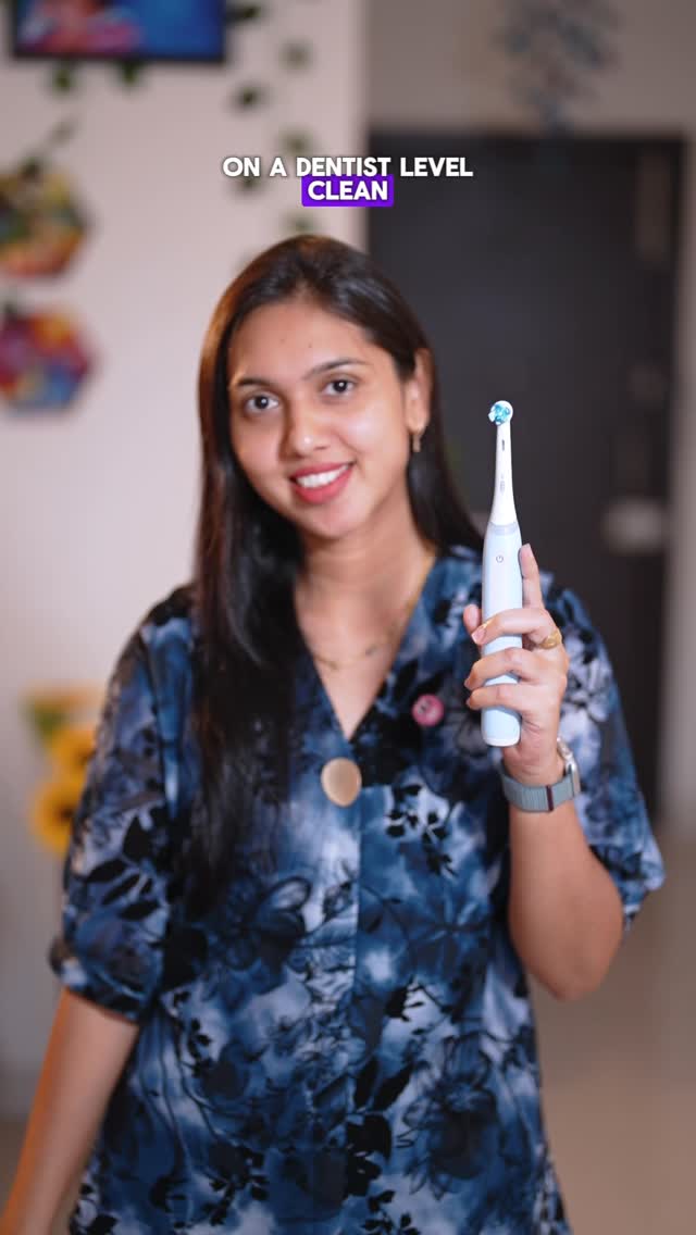 Instagram post by @sukrith_komarshetty for Oral-B. Caption reads: 🦷 Smart, sleek, and powerful — meet the Oral-B....