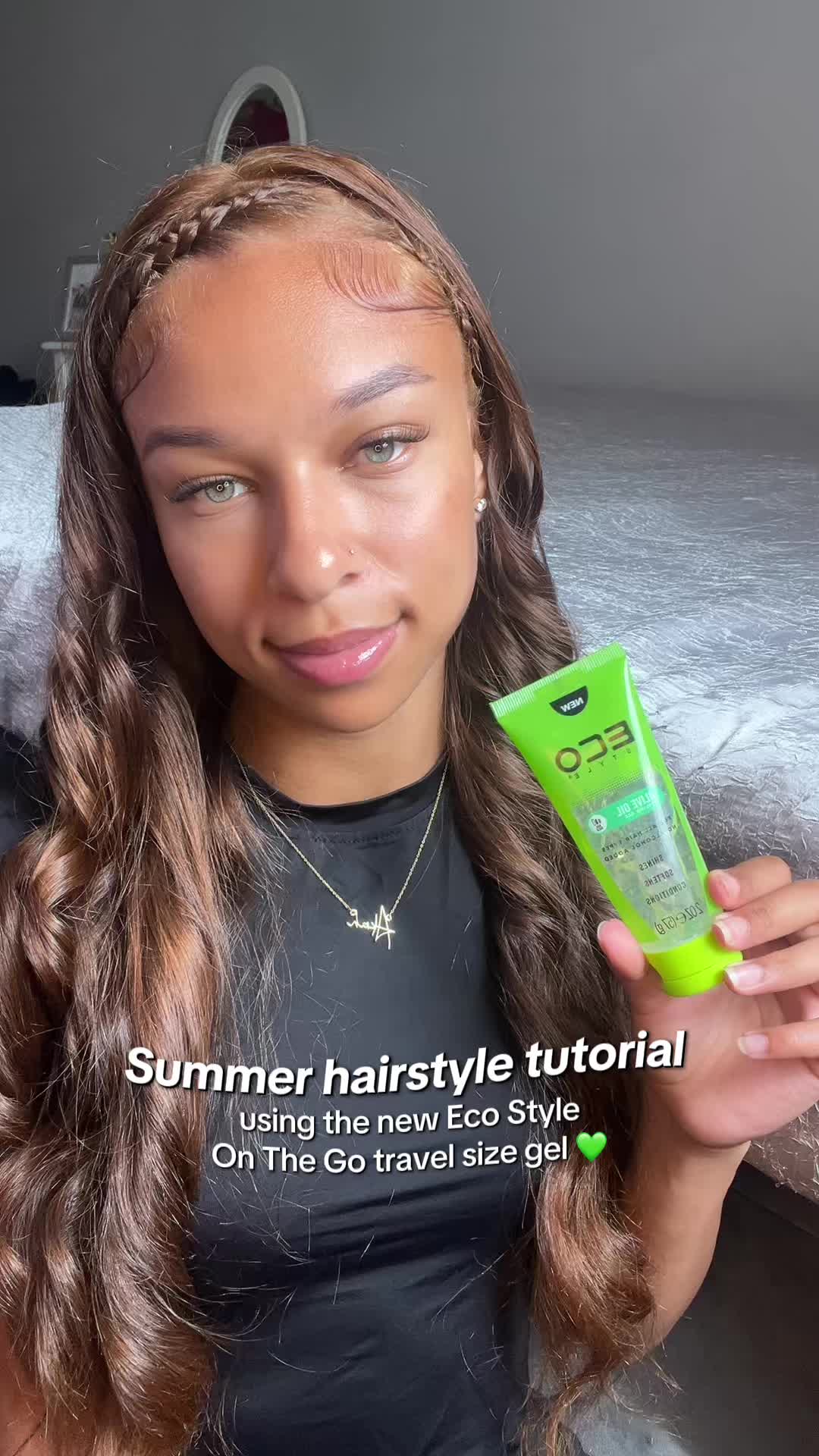 TikTok post by @akiahhh_ for ECO Style. Caption reads: [...] summer hairstyle tutorial ft new MINI @Eco....