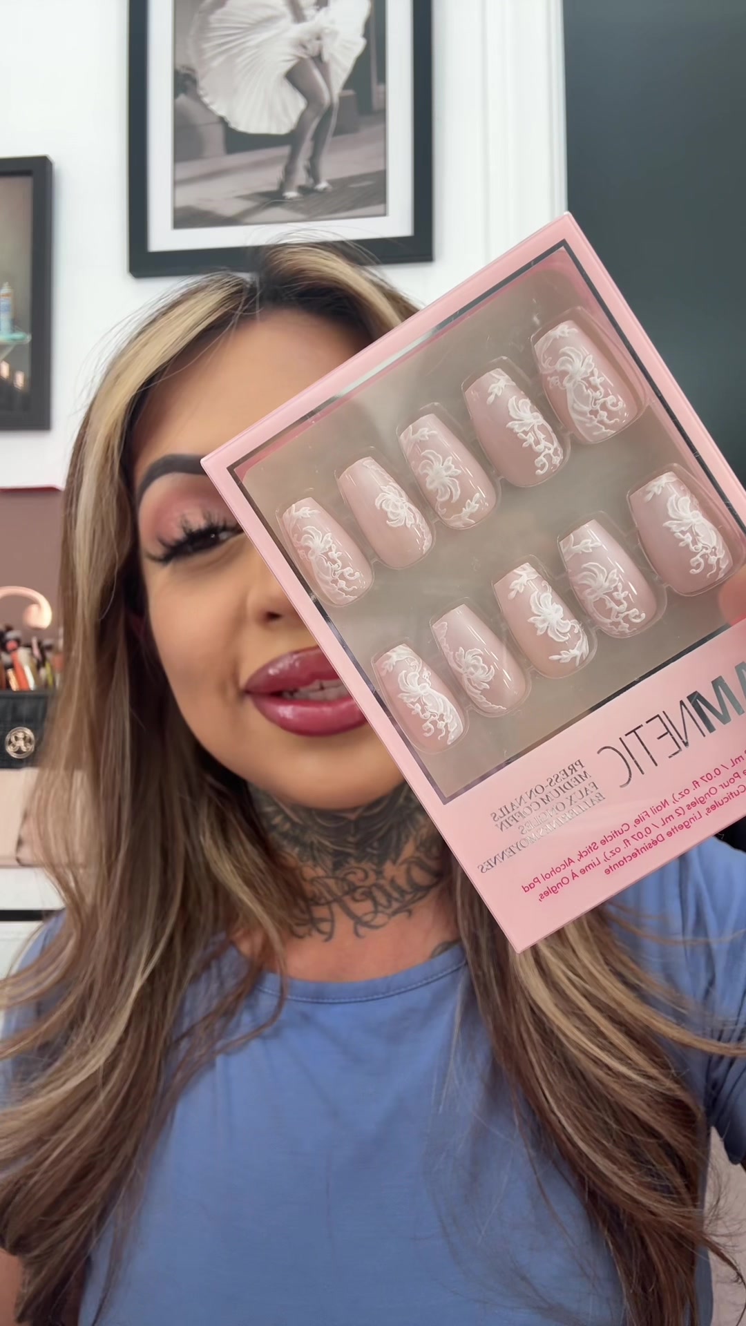 TikTok post by @queenxmelissa for Glamnetic. Caption reads: @Glamnetic 😍 ✨ finally trying because of....