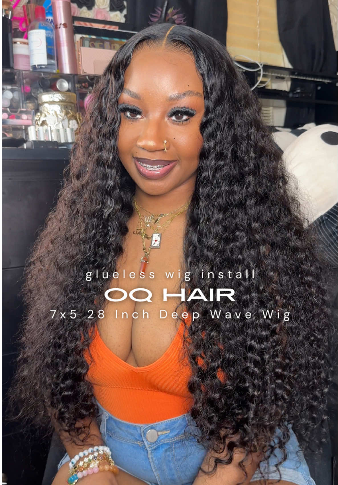 TikTok post by @thaarealbabyd for OQHAIR. Caption reads: She’s long, she’s luscious, and she’s glueless 😍....