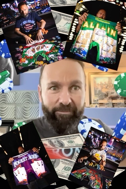 Instagram post by @dnegspoker for Contenders Clothing. Caption reads: Check out my new line only @contendersclothing Use....