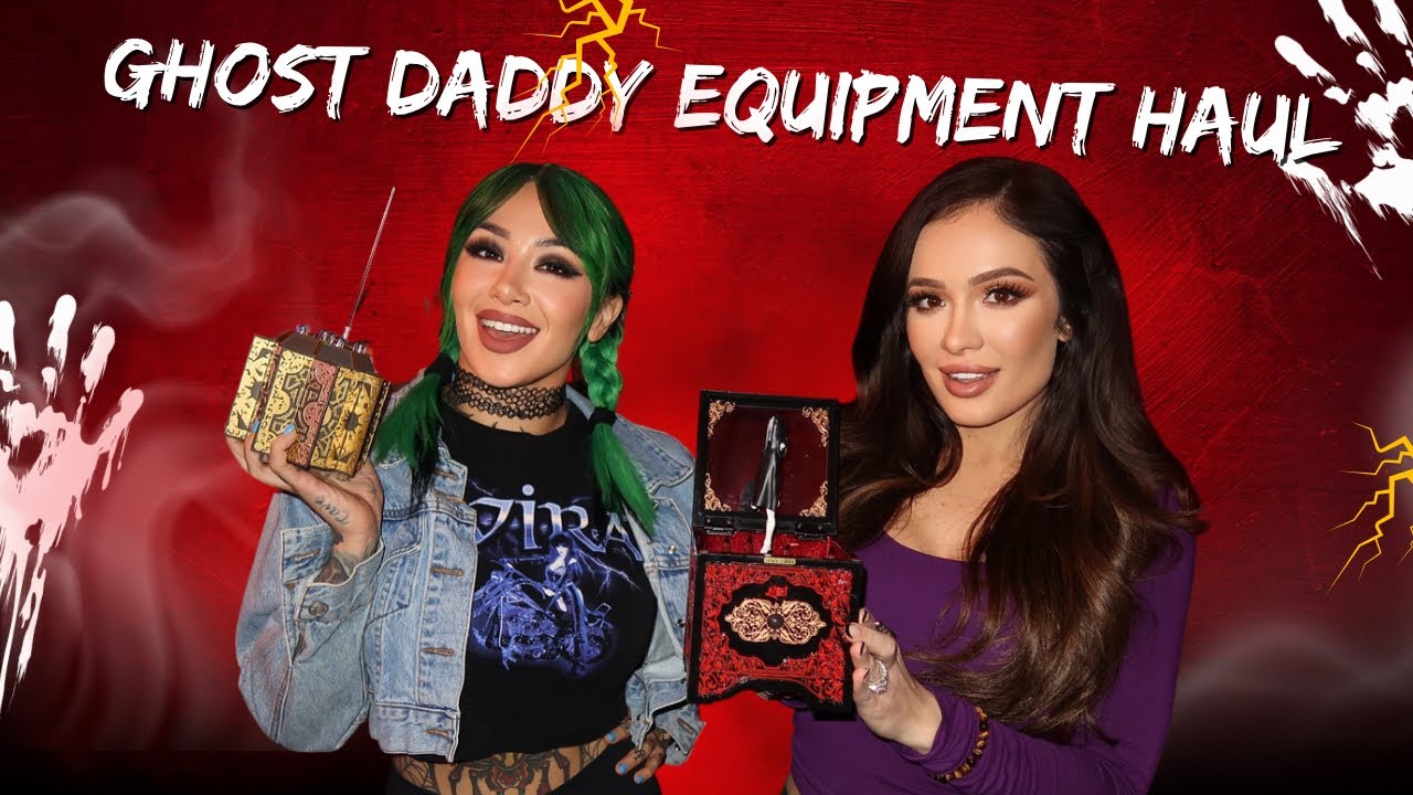YouTube post by @ScarlettandShotzi for US Ghost Adventures. Caption reads: Ghost Hunting Equipment Haul! Who’s your Ghost....