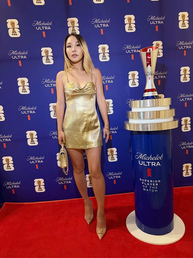 Instagram post by @abigailspenserhu for Michelob ULTRA. Caption reads: @michelobultra Your fav Asian Mexican is back in....