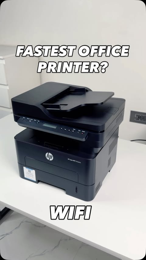 Instagram post by @arjungodara for HP. Caption reads: [...] made for serious work! 🖨️⚡�The HP Laser MFP....