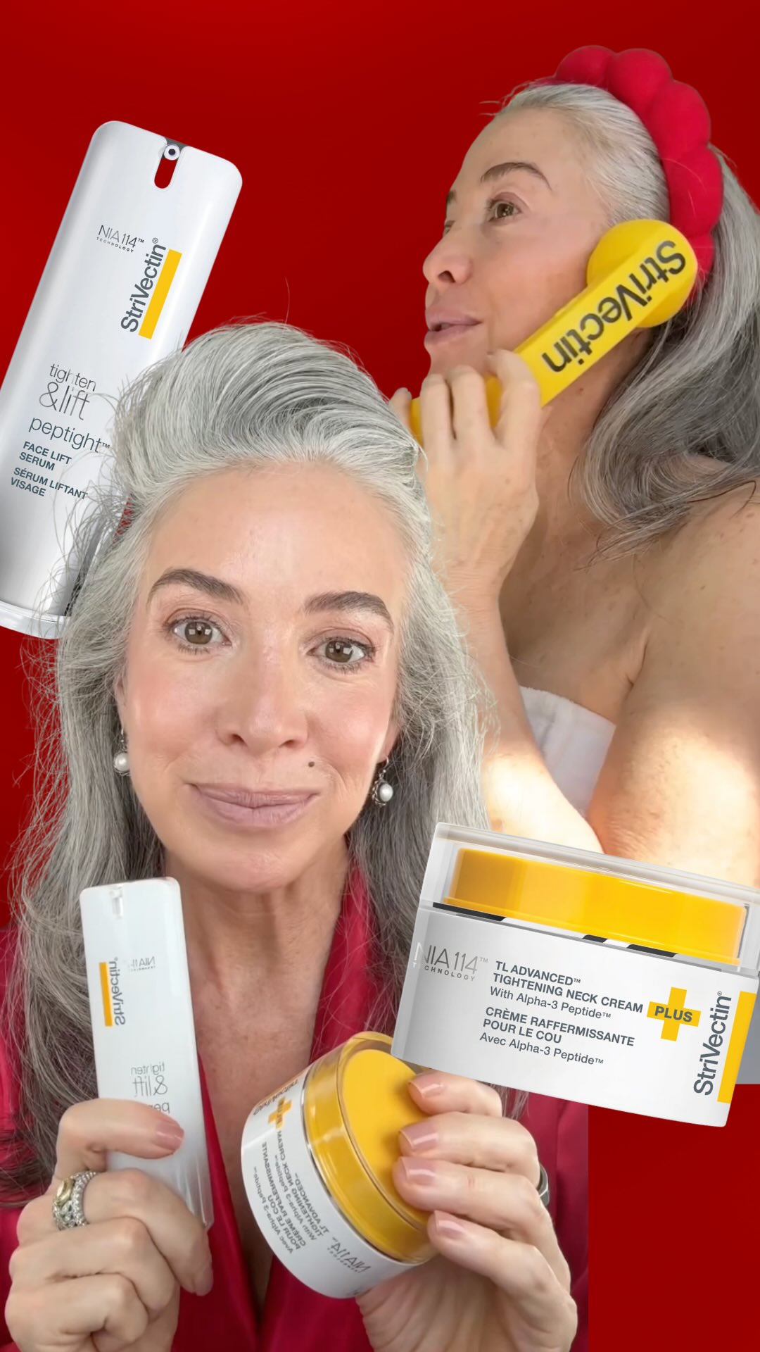 Instagram post by @silverliberation for StriVectin. Caption reads: Brain fog. Night sweats. Rage. And yes, changes to....