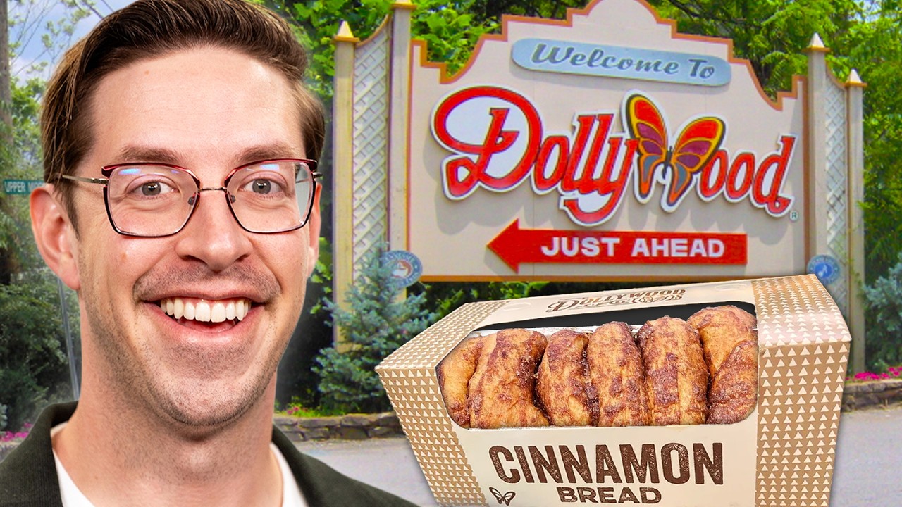 YouTube post by @tryguys for HEATONIST. Caption reads: Keith Eats Everything At Dollywood.