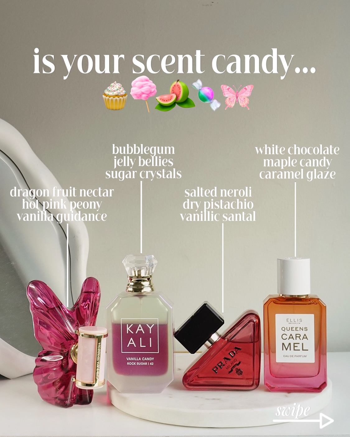 Instagram post by @kristinfragrances for Ellis Brooklyn. Caption reads: 🍦🍬 smell like candy or marshmallows?

La Bomba....