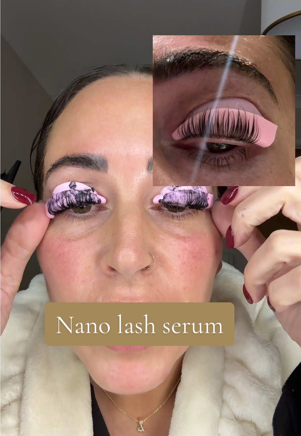 TikTok post by @layla.elli3 for Nanolash. Caption reads: My favourite @Nanolash UK #lashes #lashserum....