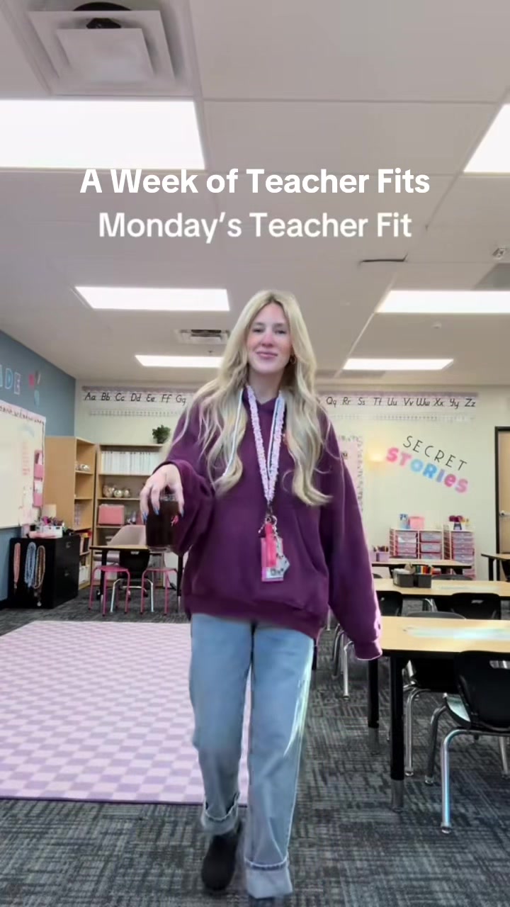 TikTok post by @followkristenfriend for PrettyGarden. Caption reads: [...] #TeacherFashion #fyp #TeachTok @PrettyGarden....
