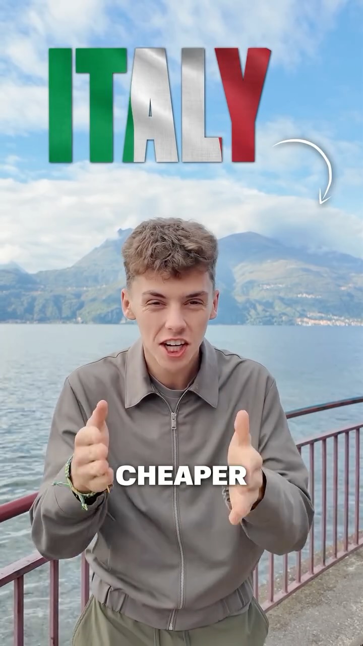 Instagram post by @_alfiewatts_ for Airalo. Caption reads: IS IT POSSIBLE TO FLY TO ITALY AND EAT A PIZZA FOR....