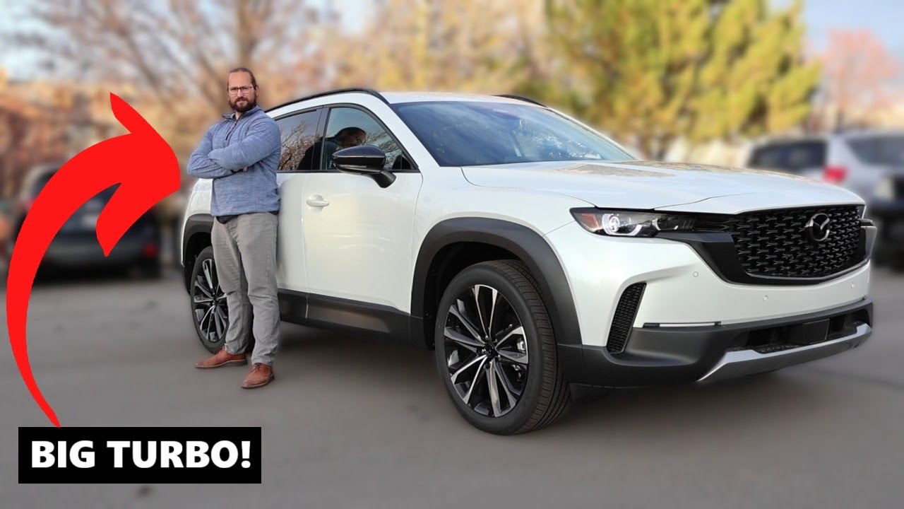YouTube post by @BenHardyCars for Podia. Caption reads: This EATS RAV4s for BREAKFAST! //2026 Mazda CX-50....