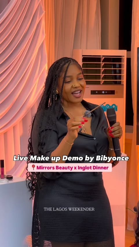 Instagram post by @thelagosweekender for INGLOT COSMETICS. Caption reads: WEEKENDER LIVE: A NIGHT OF INGLOT PRECISION WITH....