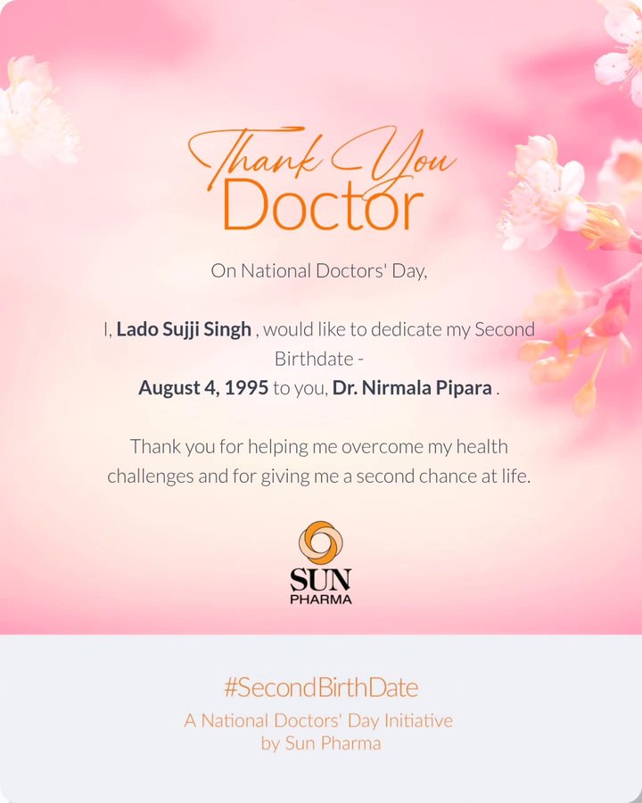 Instagram post by @cutegirl_sujji for Sun Pharma. Caption reads: [...] journey and a brilliant initiative by....