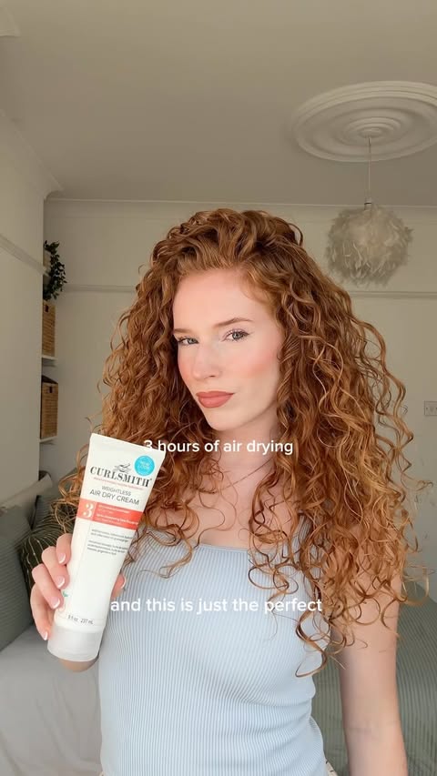Instagram post by @lydiajervis for CURLSMITH. Caption reads: [...] are! AD After washing, I applied the....