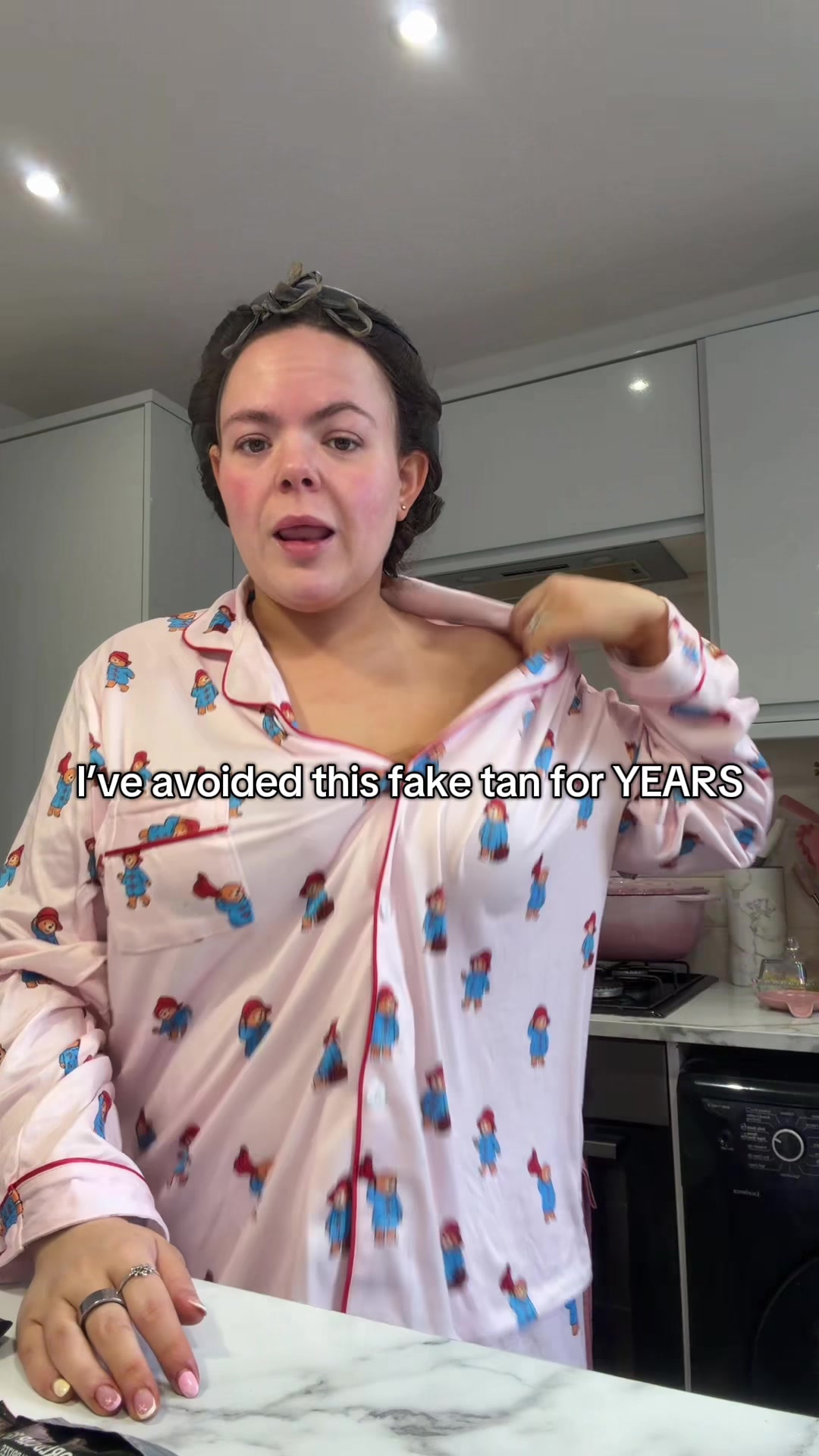TikTok post by @meggoldberger for Grays Glowjob. Caption reads: I owe this tan an apology. 👀 The first time I....