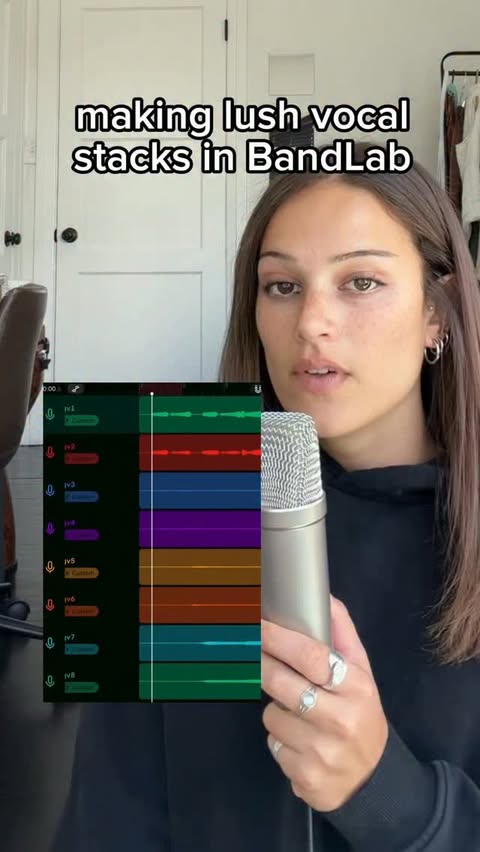 Instagram post by @sarahkennedy for BandLab. Caption reads: [...] vocals from my unreleased song in @bandlab....