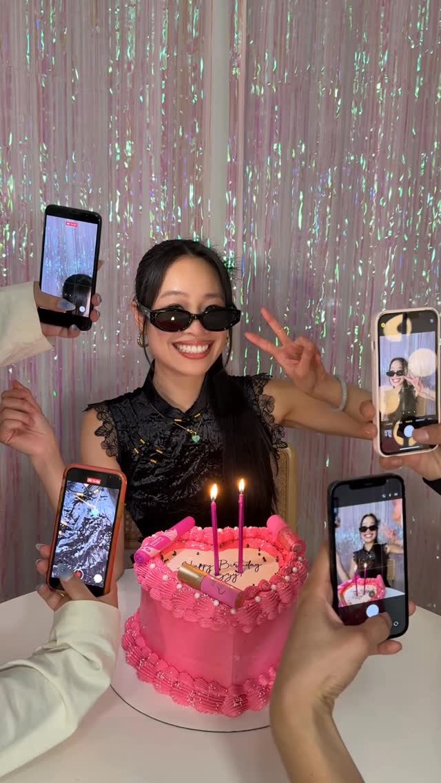 Instagram post by @lizzymwong for Too Faced. Caption reads: Happy late birthday to me 🖤💕 

Also ty @toofaced....