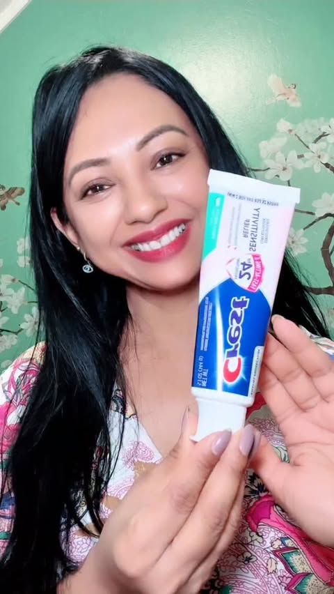 Instagram post by @rjkunjan for Crest. Caption reads: Say goodbye to tooth sensitivity! ✨ Crest....