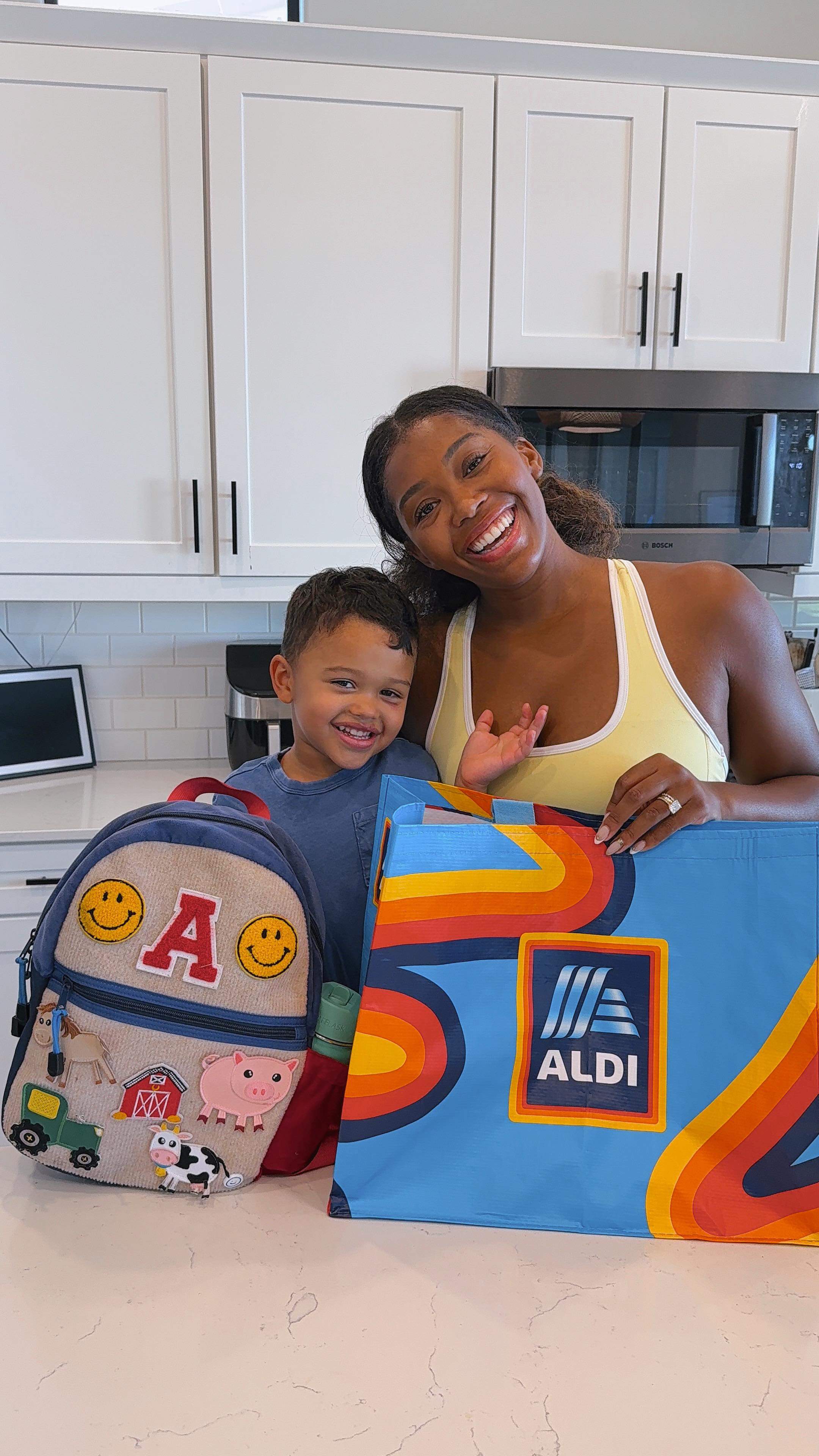 Instagram post by @mariyahgerber for Aldi UK. Caption reads: #ALDIPartner Back at ALDI with my quarter like old....