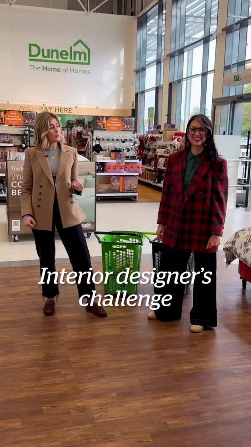 Instagram post by @brionyaceinteriors for Dunelm. Caption reads: Interior designers – and besties - @ritamillat and....