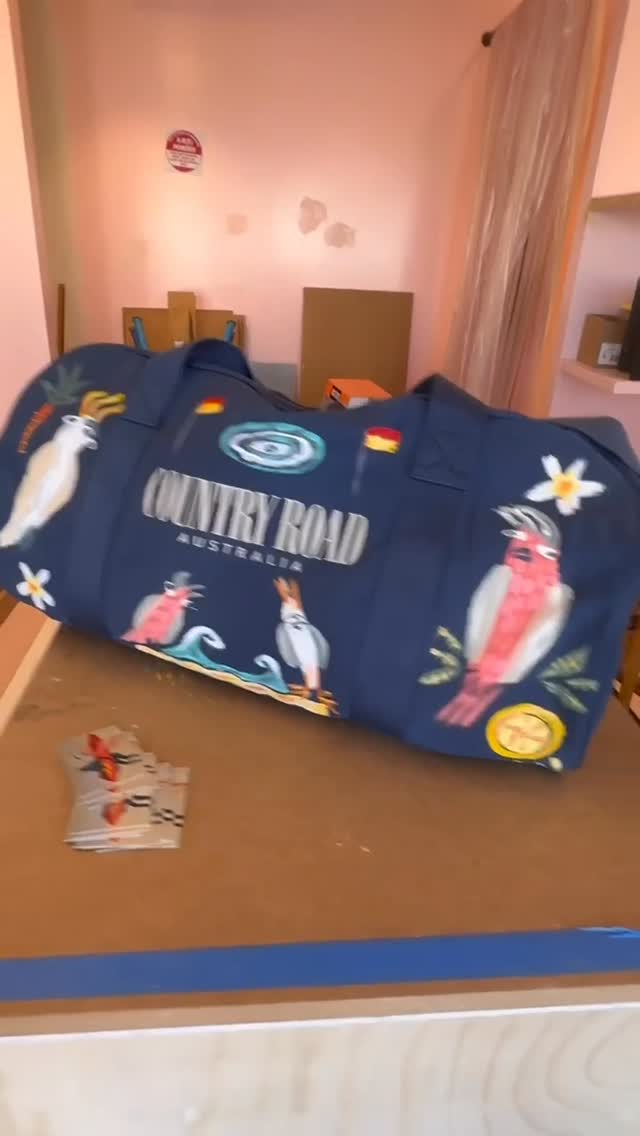 Instagram post by @reifaxl for Country Road. Caption reads: An icon, personalised. Our Country Road Duffle....