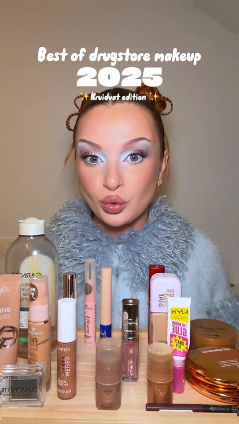 Instagram post by @aliciatessaro for Kruidvat. Caption reads: [...] Mon best of drugstore makeup 2025 avec....