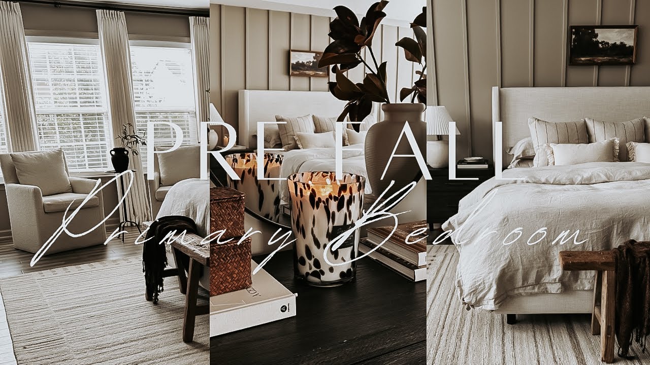 YouTube post by @jennashome for Frame It Easy. Caption reads: Pre-Fall Decorate With Me | Primary Bedroom | Fall....