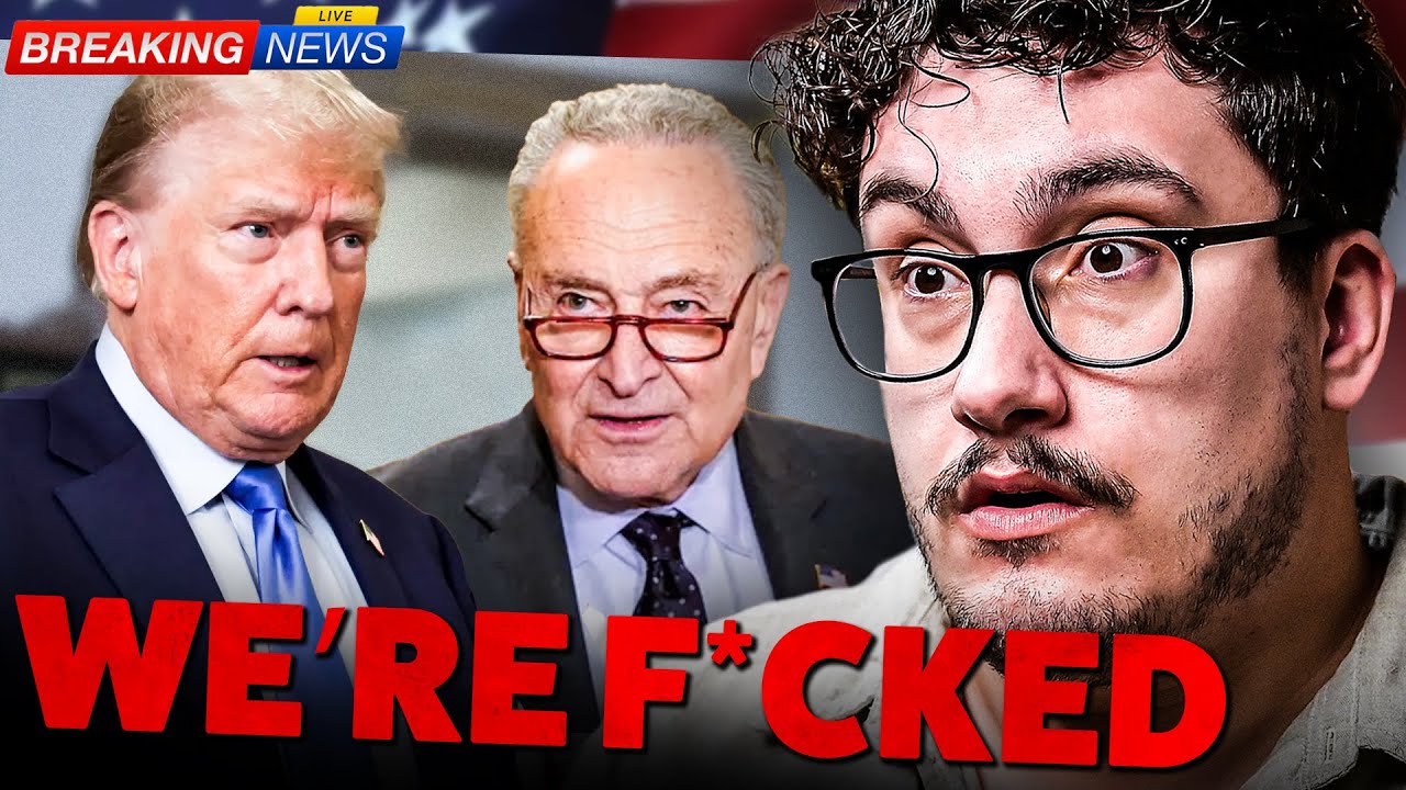 YouTube post by @CalebHammerLive for Webull. Caption reads: Government Shutdown.