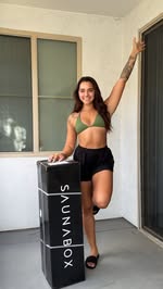 Instagram post by @caitlyn_block for SAUNABOX. Caption reads: [...] code!🔥

The excitement I had when @saunabox....