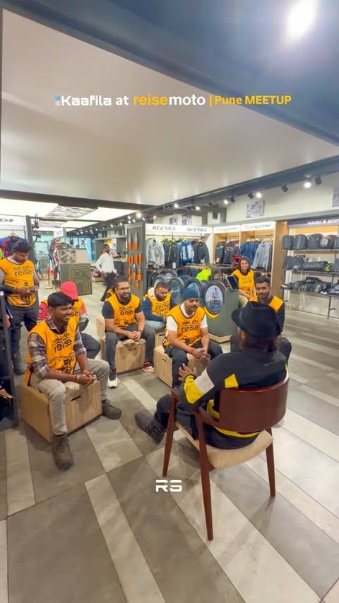 Instagram post by @rudrashoots for Reise Moto. Caption reads: KAAFILA MEETUP @reisemotostore_pune - 18th Dec....