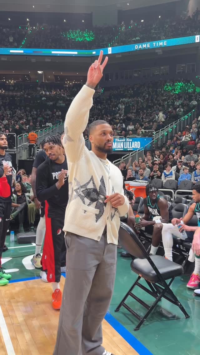 Instagram post by @ballislife for NBA. Caption reads: Dame taking in the tribute from the Bucks 🫶.