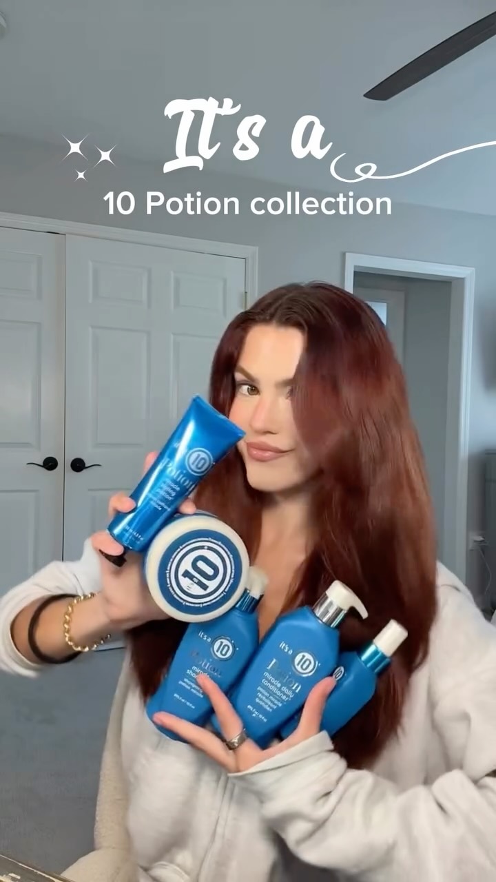 Instagram post by @chloebelmar for It’s a 10 Haircare. Caption reads: healthy slick back 🤝 @itsa10haircare Potion....