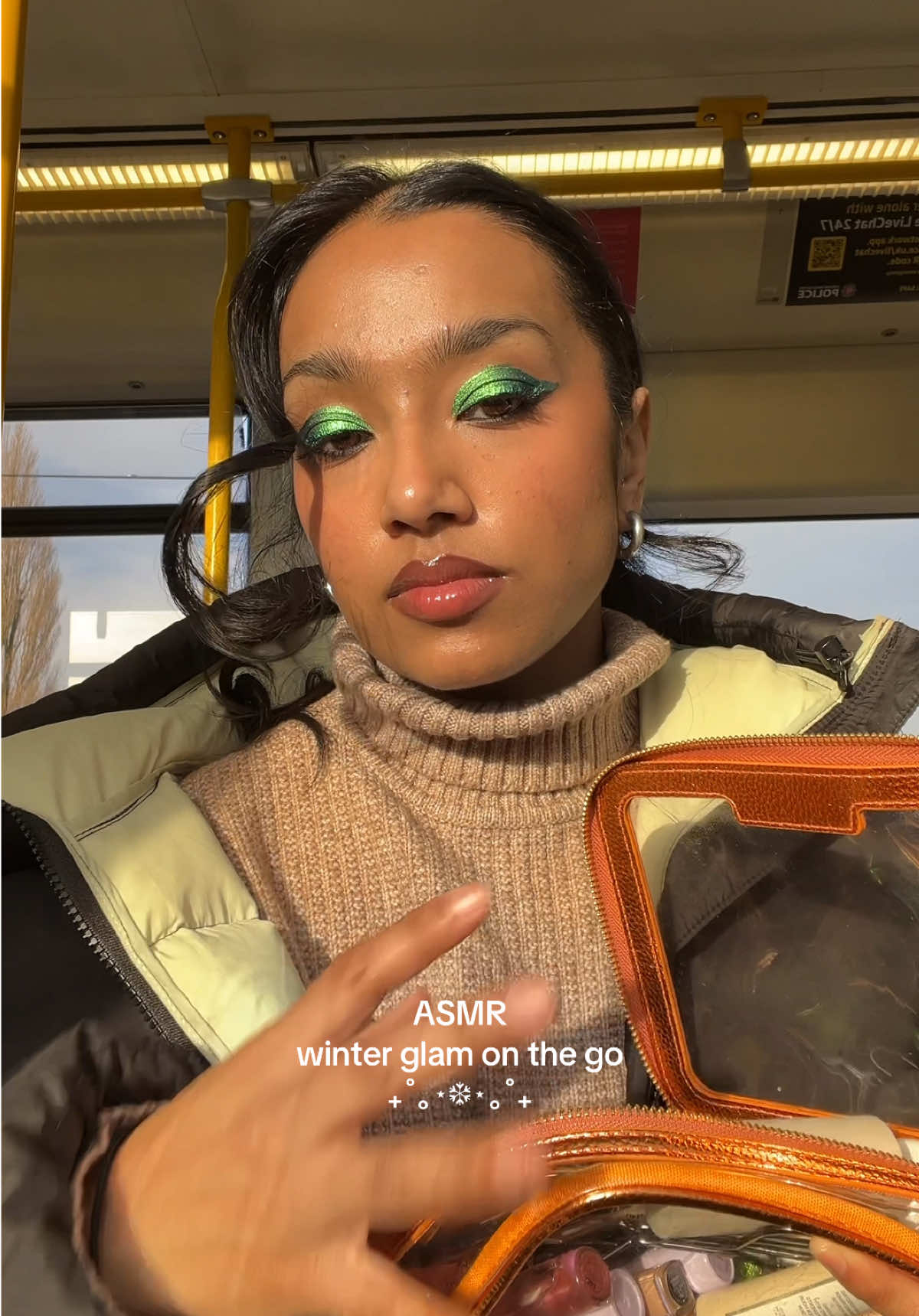 TikTok post by @maytahmi for Space NK. Caption reads: AD ❄️ Winter Party Makeup on the go with @SPACE NK....