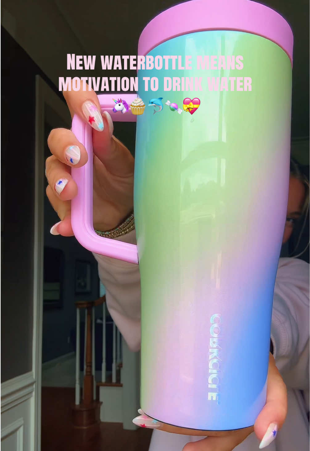 TikTok post by @madeline.jensen for CORKCICLE. Caption reads: [...] buy this waterbottle bc I’m OBSESSED....